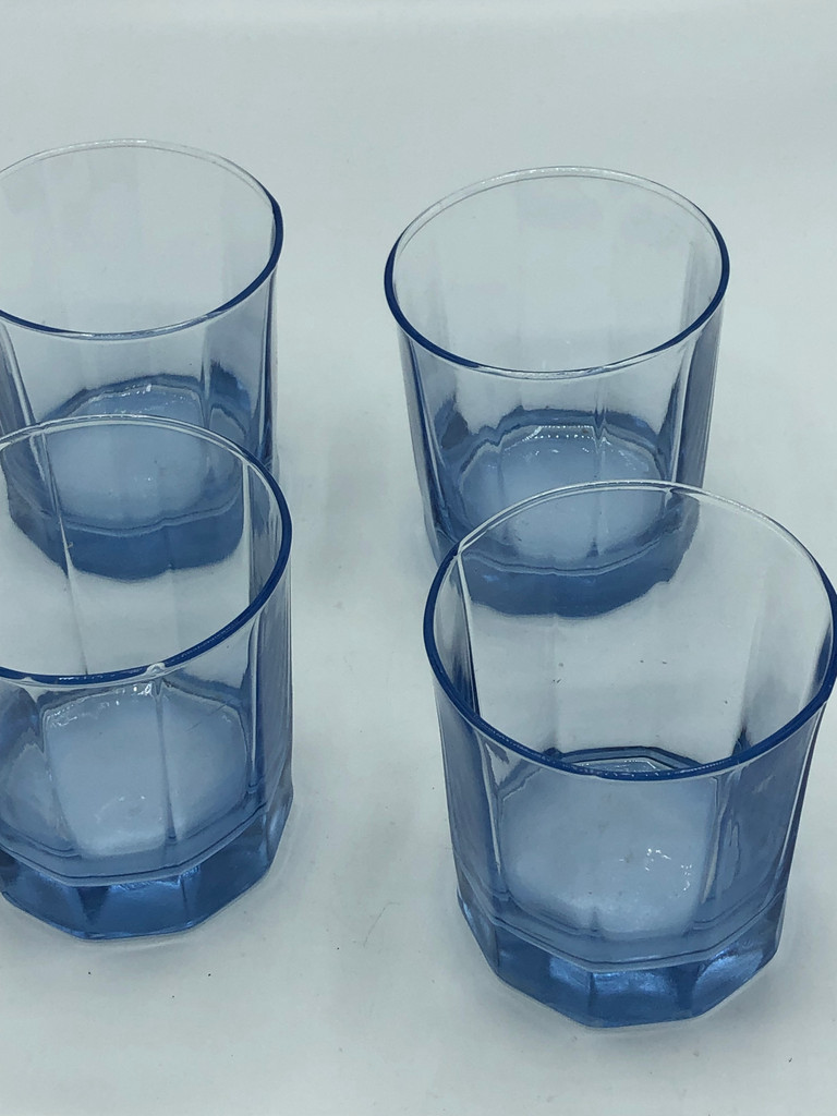 Set of 4 blue rocks glasses