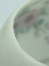 Frosted Glass bowl with pink painted flowers on lid