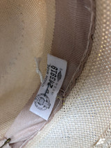 Tan Woven Hat with White and Yellow Bands