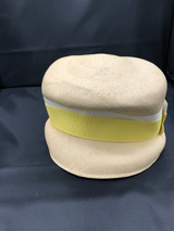Tan Woven Hat with White and Yellow Bands