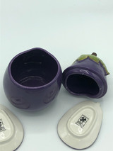 Eggplant canister with 2 mini plates