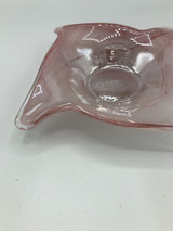 Pink art glass square winged bowl