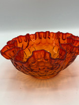 Fenton "Thumbprint " Ruffled edge orange bowl