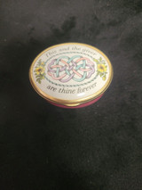 Vintage Bilston and Battersea Enamels Trinket Box "This and the giver are thine 
