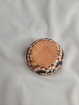 Round Clay Trinket Box Painted with Dots and a Flower