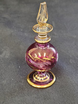 Egyptian Glass Fragrance Bottle Cranberry Color with Gold