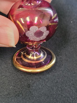 Egyptian Glass Fragrance Bottle Cranberry Color with Gold