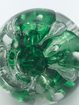 Green Marbled glass paperweight pen holder
