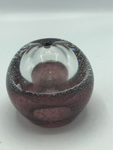 Amethyst & Clear round glass paperweight