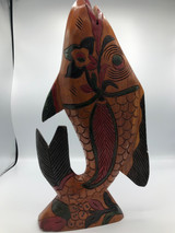 Wood Carving Multicolored Fish Statue