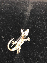Silver Lizard with black stone brooch