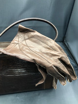 Alligator bag w/ brown leather gloves