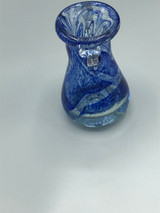 Blue Swirl Hand Blown Vase