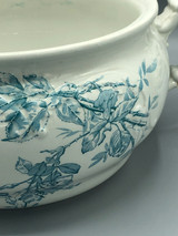 JM & S China ex large blue flowered bowl with handle