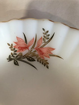 Chang Hee Vintage floral gold trim milk plate glass