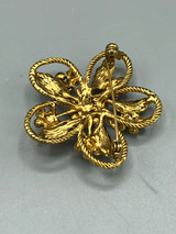 Gold tone  crystal flower brooch