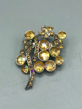 Vintage gold crystal brooch