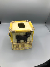 Vintage Pup yellow & cream tissue holder