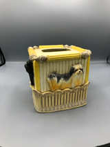 Vintage Pup yellow & cream tissue holder