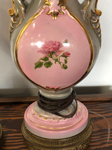 Vintage Victorian Pink  Rose & Gray Lamps