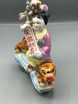 Chinese Lucky  girl on tiger