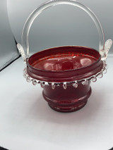 Handblown glass ruby red basket