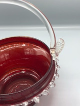 Handblown glass ruby red basket