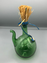 Italian green glass wine decanter jug with ice chamber