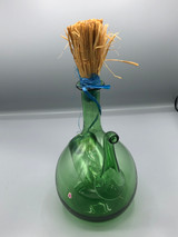 Italian green glass wine decanter jug with ice chamber