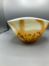 Orange & brown art glass bowl