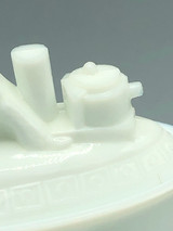 Vintage milk glass Uncle Sam on boat candy dish