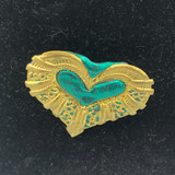 Gold tone  handmade green heart brooch