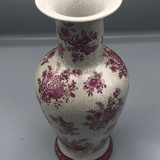Large vintage Chinese pink & white floral vase
