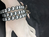 Avalaya Faux Pearl & Crystal Flower 3 strand bracelet