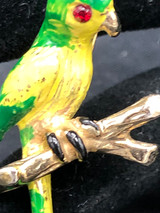 Vintage Enamel Parrot Pin