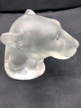 Saint Louis Crystal leopard Signed paperweight