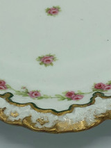 French Limoges Rose Plate with gold