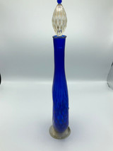 Art glass blue & gold decanter with stopper