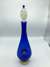 Art glass blue & gold decanter with stopper