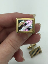 Vintage Mother of Pearl with Black Stripe Cuff Links