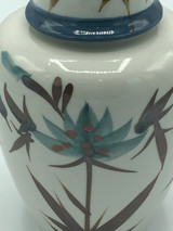 Vintage Handpainted Porcelain Ginger jar with blue & brown flowers