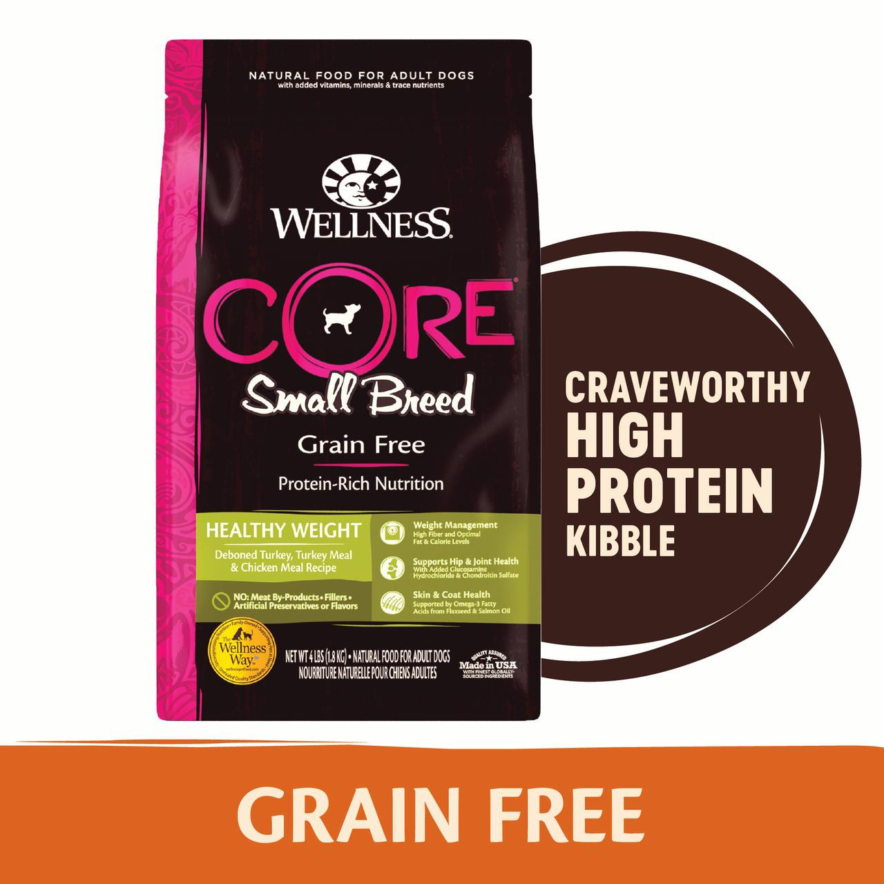 Wellness core natural grain free shop dry dog food small breed