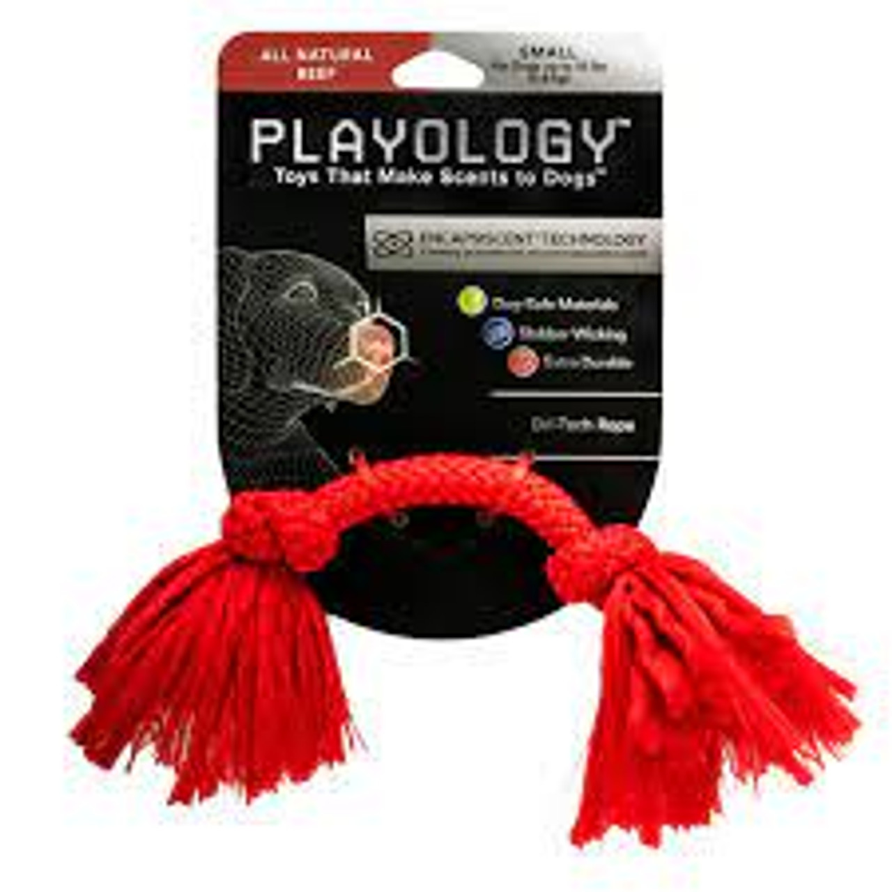 Playology Dri-Tech Dental Rope Peanut Butter Scented Dog Toy - Small