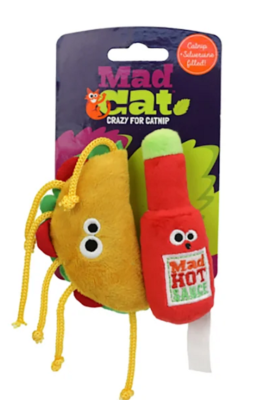 mad cat tabby taco cat toy