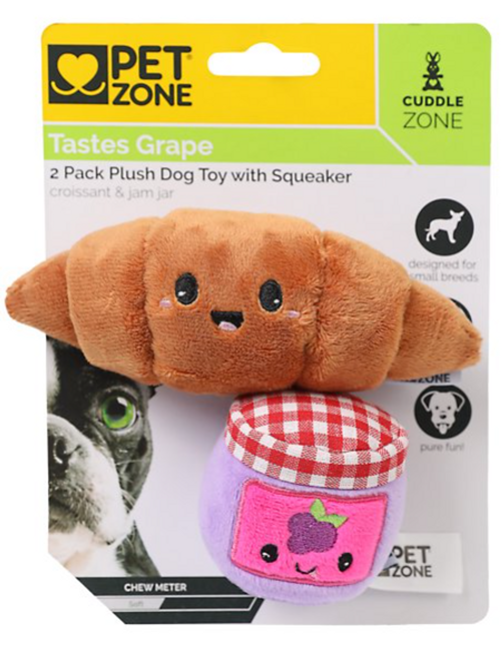 Pet Zone Brunch Buddies Plush Squeaky Small Dog Toys 2 pk