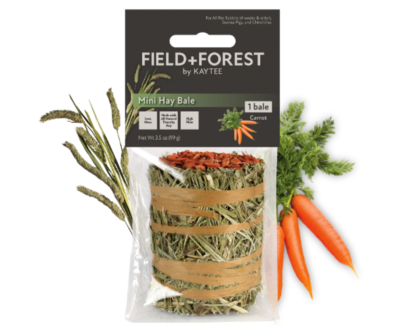 Kaytee Field + Forest Mini Hay Bale with Carrots 3.5 oz - Feeders Pet Supply