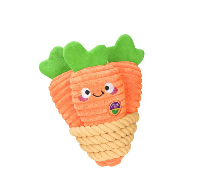 Hugsmart Spring Carrot Bunch Plush Dog Toy 8.5 in Feeders Pet Supply