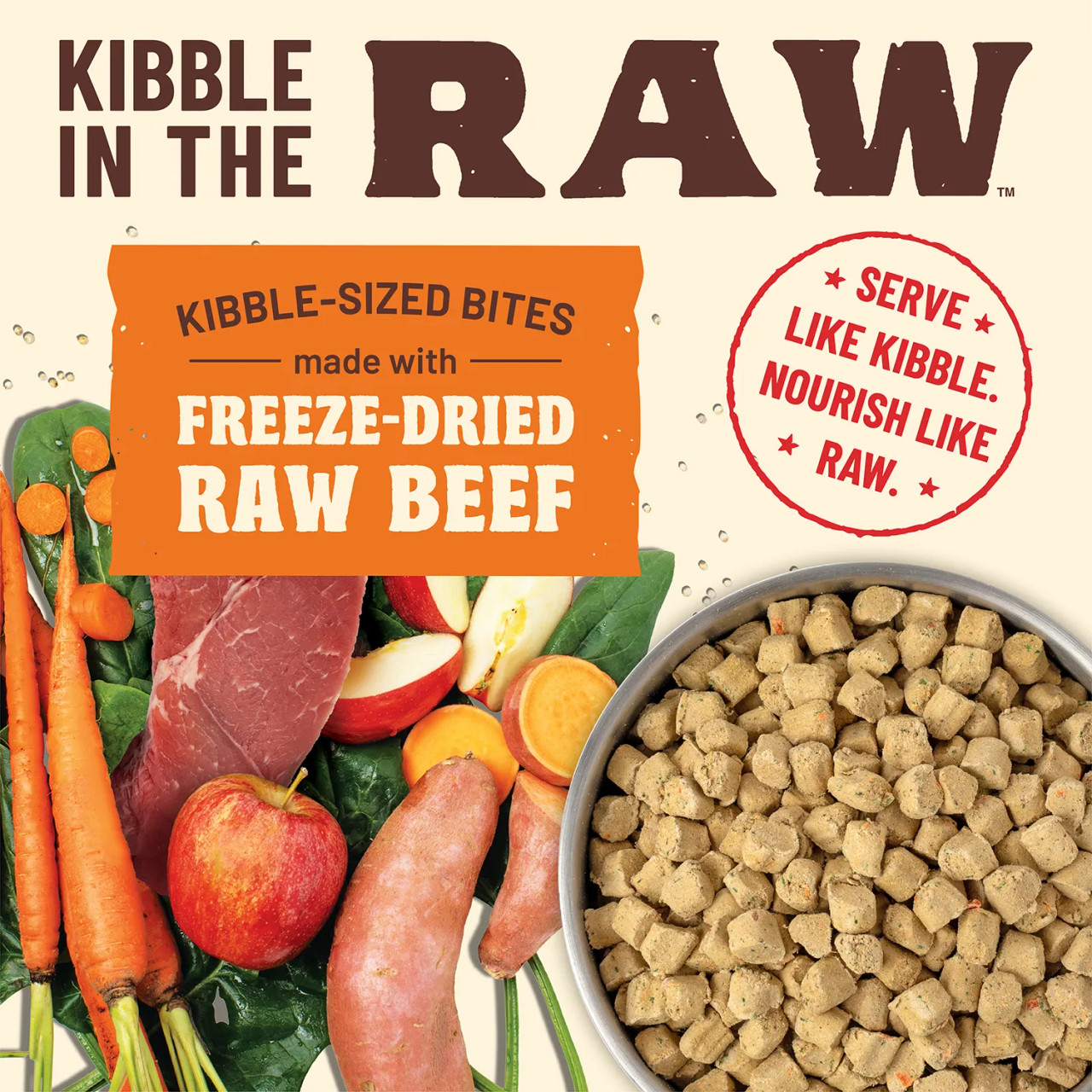 Primal Kibble in the Raw Beef Recipe Adult Dog Food Feeders Pet Supply