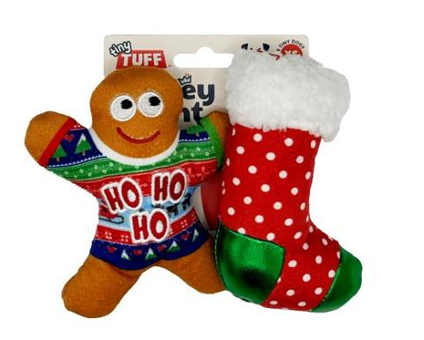 Huxley & Kent Tiny Tuff Holiday Ugly Sweater Party Plush Dog Toys 2 pk