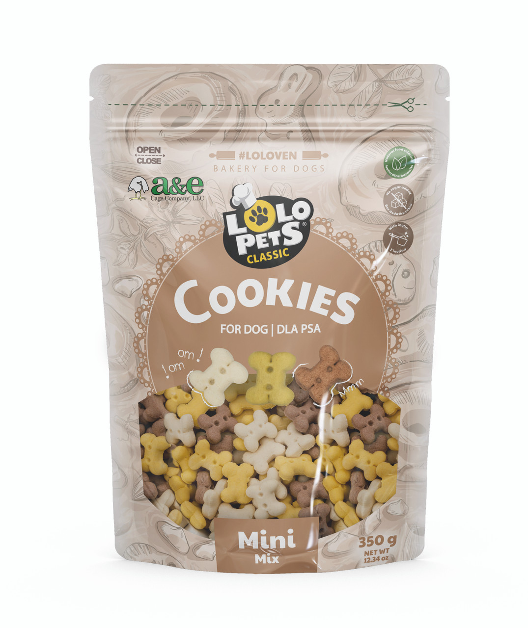 A&E Lolo Pets Classic Mini Bone Shaped Assorted Flavored Dog Biscuit